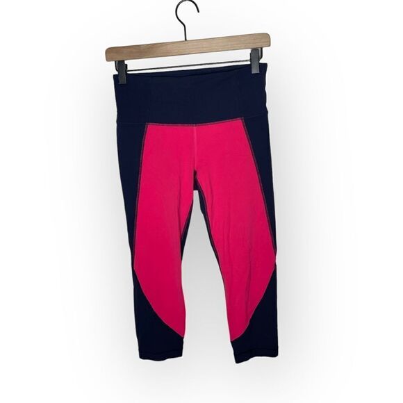 Athleta Salutation Color Block Capri Pink Navy - Picture 2 of 10